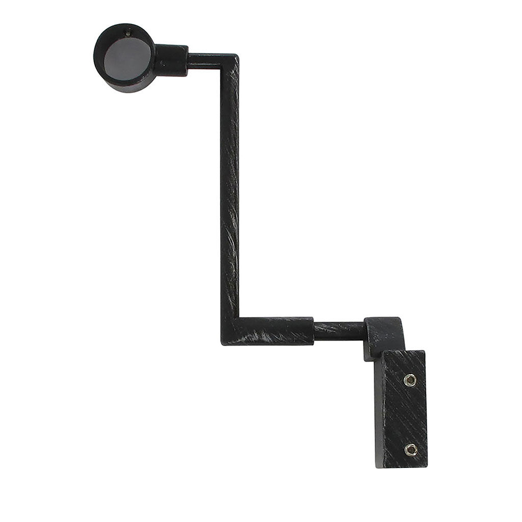 Lot de 2 supports sans perçage tringle à rideau noirs effet cérusé argent D 20mm