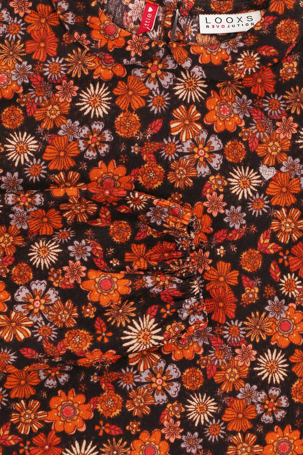 LOOXS gebloemde corduroy blouse oranje