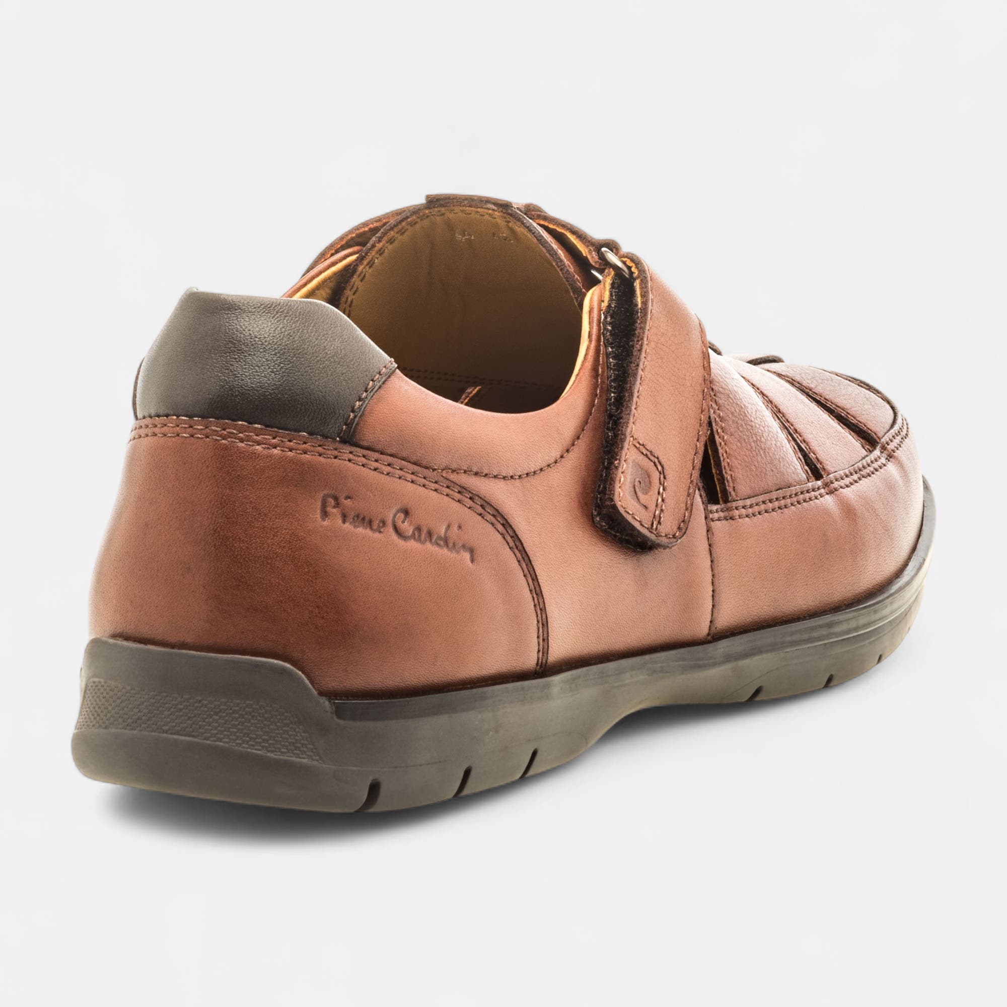 Nu-pieds confort Homme en cuir cognac