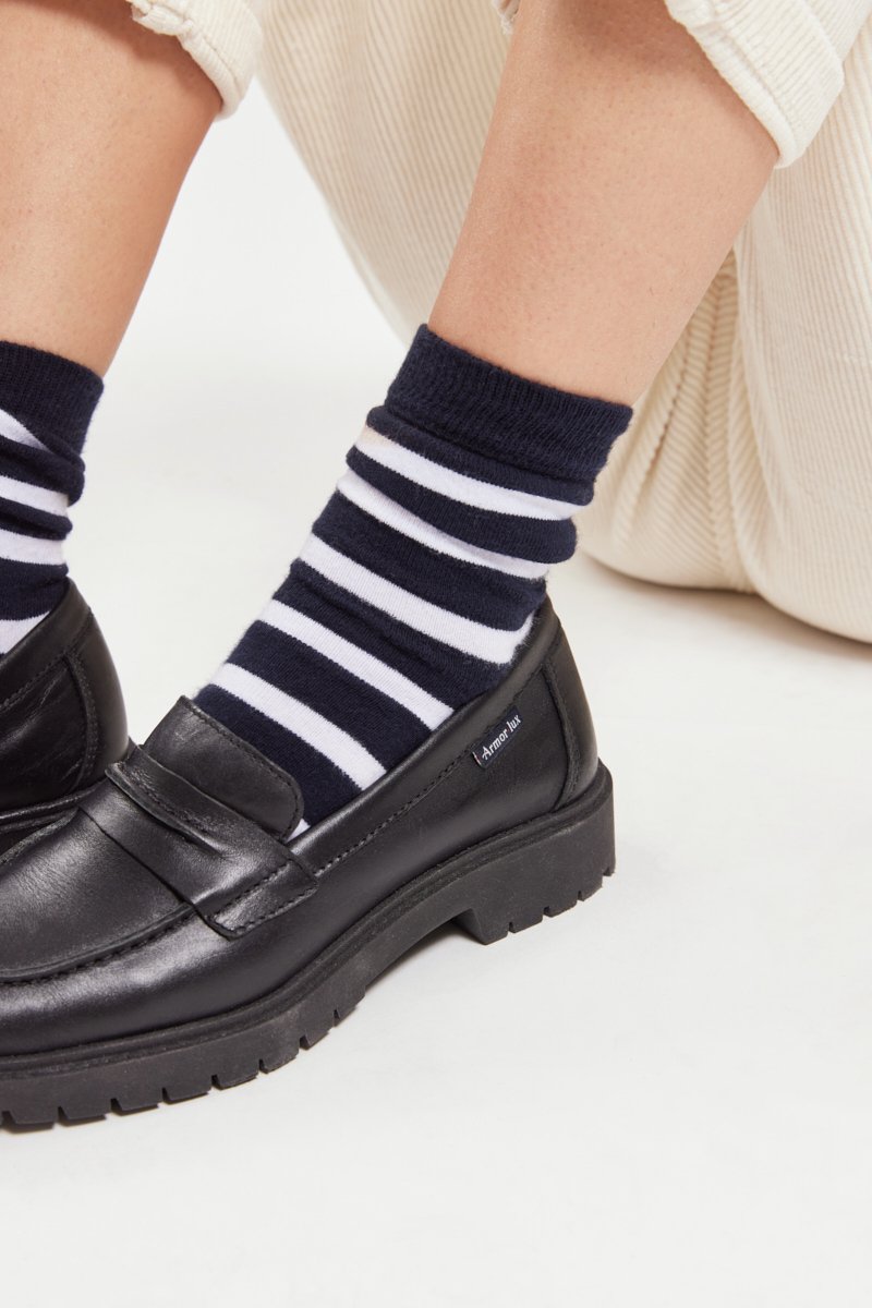 Mocassins semelle crantée - cuir