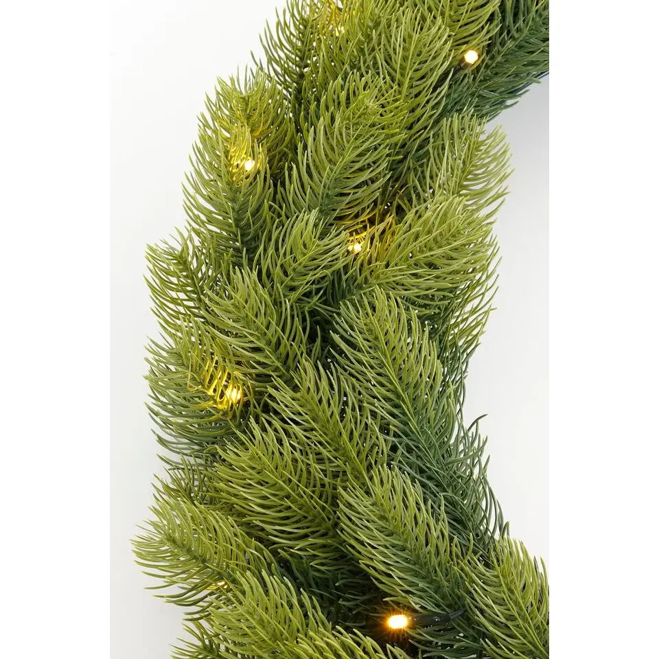 Black Box Trees Nagoya Kerstkrans met Verlichting - H12 x Ø45 cm - Groen