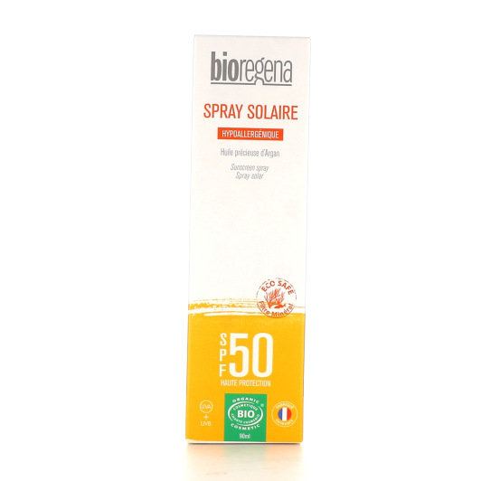 Spray solaire bio Bioregena - Filtre minéral anti UVA et UVB