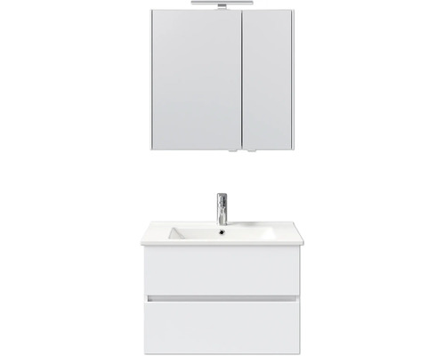 Pelipal Cavallino badkamermeubelset, BxHxD 75 x 200 x 45 cm, hoogglans witte fronten, met witte keramische wastafel, badmeubel en spiegelkast met LED-verlichting