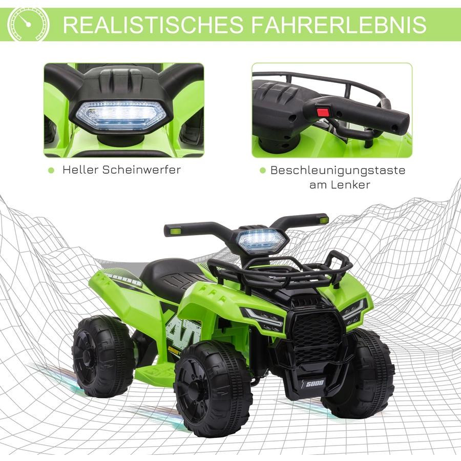 HOMCOM Elektroquad 6V Akku Elektroauto LED Frontlicht grün
