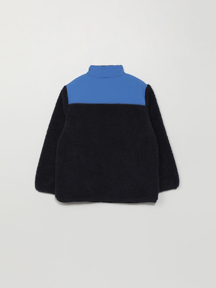 Jaqueta de pele de carneiro com painéis - Azul-marinho