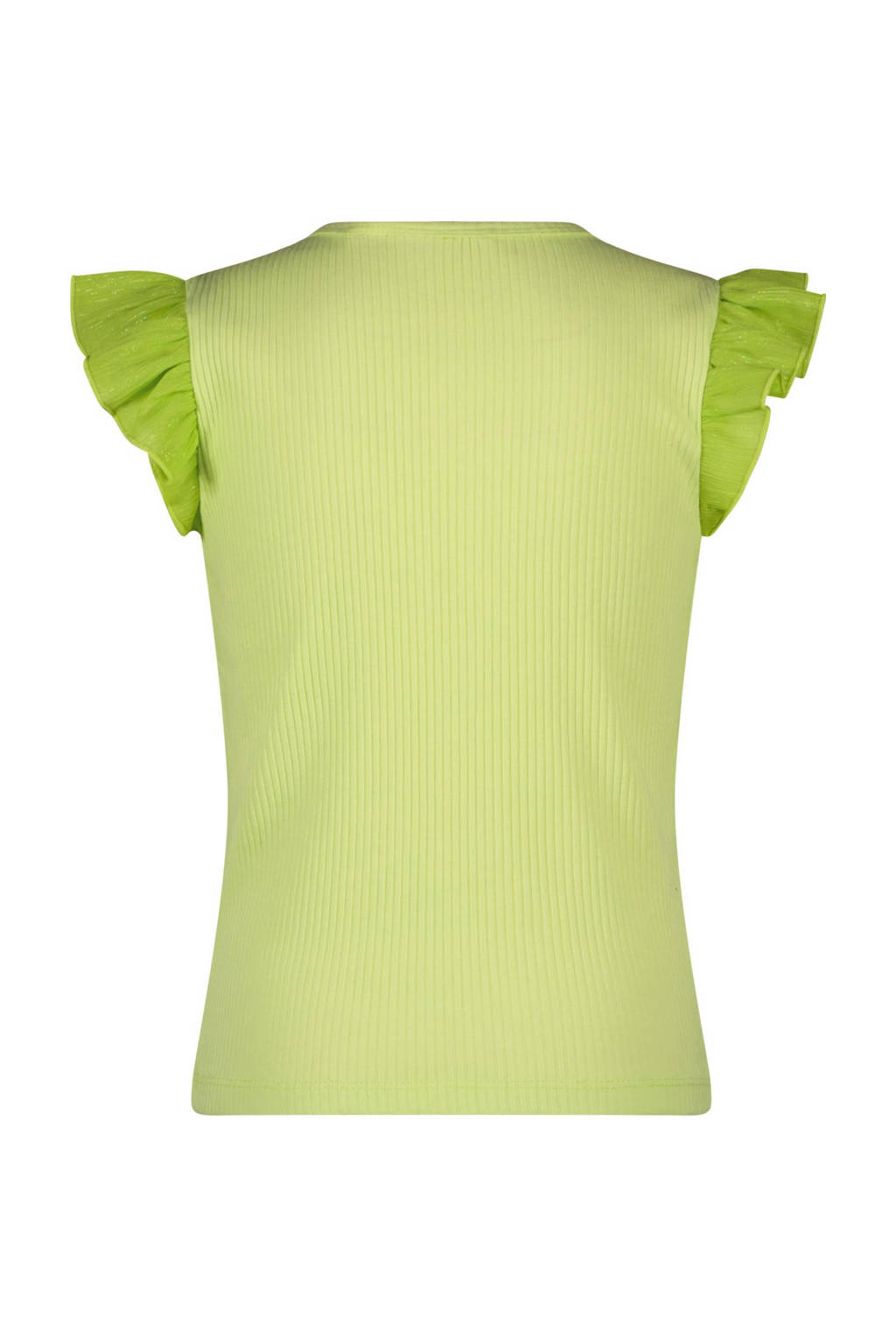 NONO T-shirt Kamsi met printopdruk en ruches limegroen