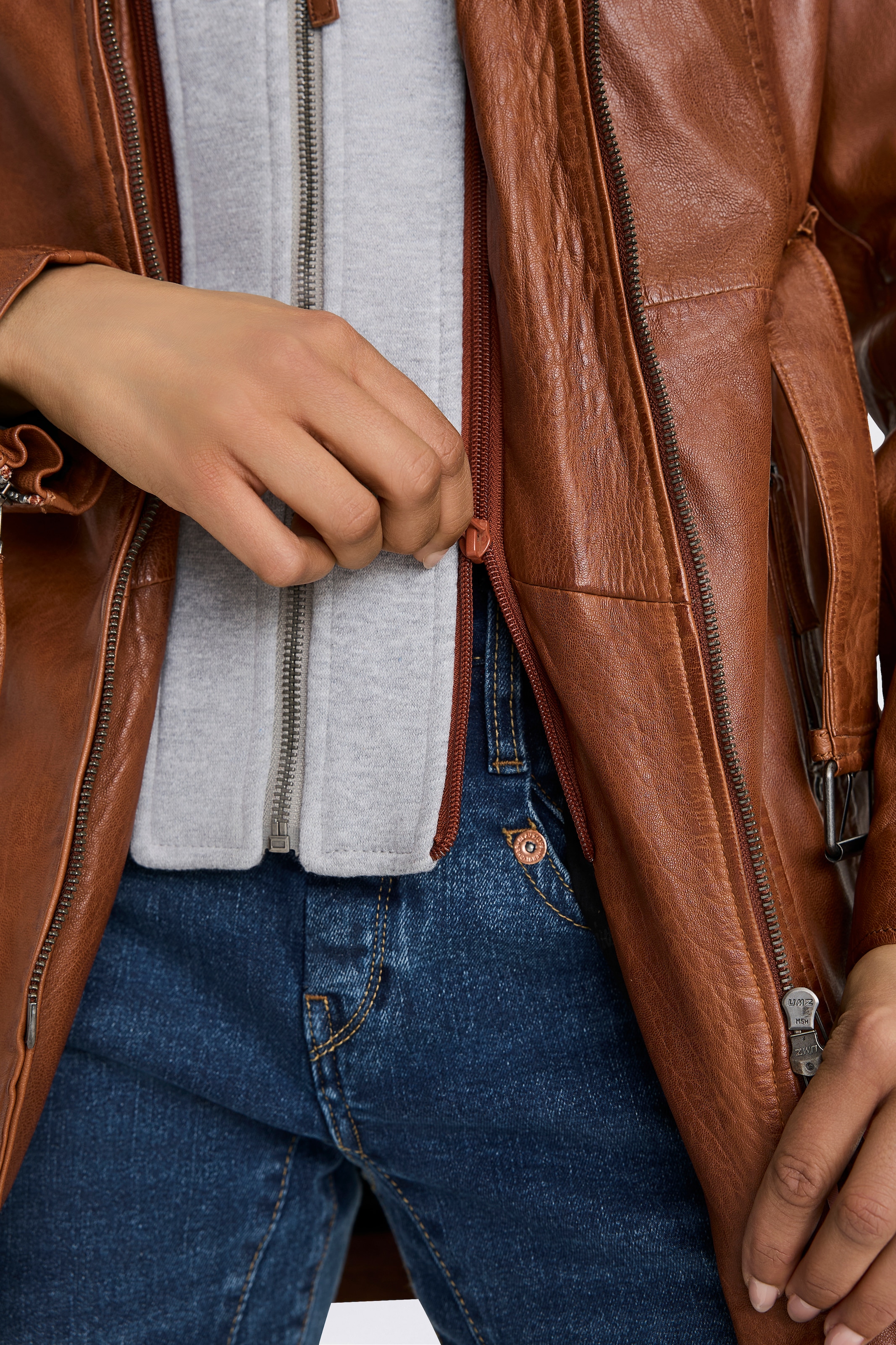 Mauritius Lederjacke »Bente OT 2« mit Kapuze (mit Gürtel) lange Lederjacke mit Gürtel & abnehmbarem Kapuzen-Inlay