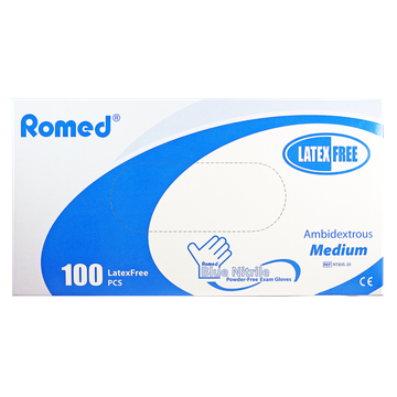Romed Blue Nitrile Handschoenen Poedervrij M - 100 Stuks
