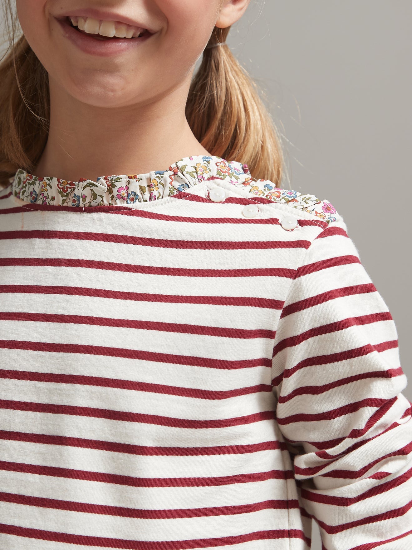 T-shirt marinière Fille tissu Liberty - Coton bio