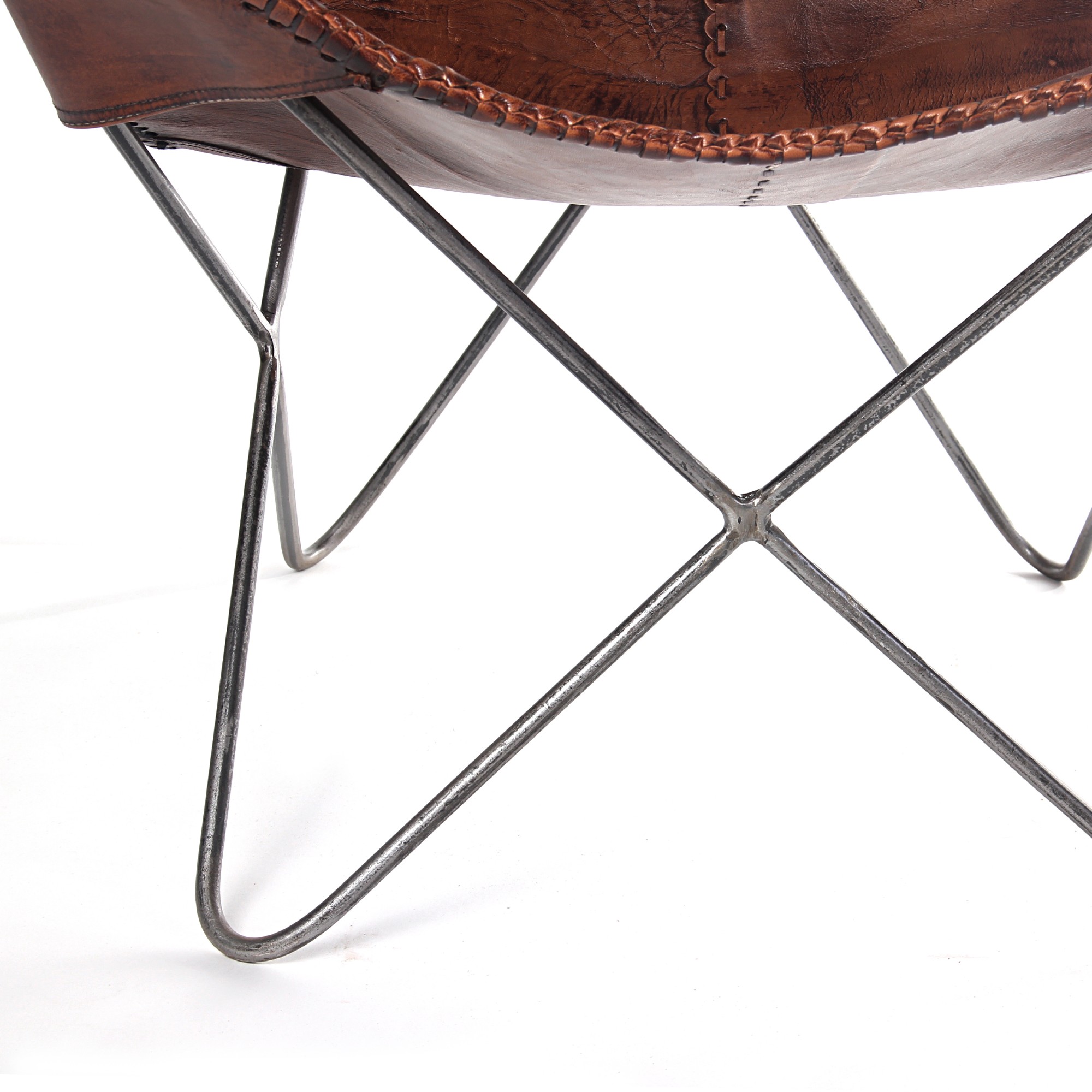 Lounger 'Nick', cognac, vernickelt, T 69 cm, B 83 cm, H 100 cm von fischer's lagerhaus