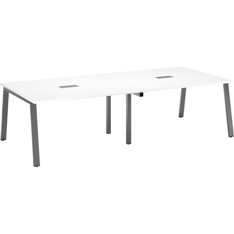 Table de réunion modulable avec extension ECLA L 280 x P 126 cm piétement métal