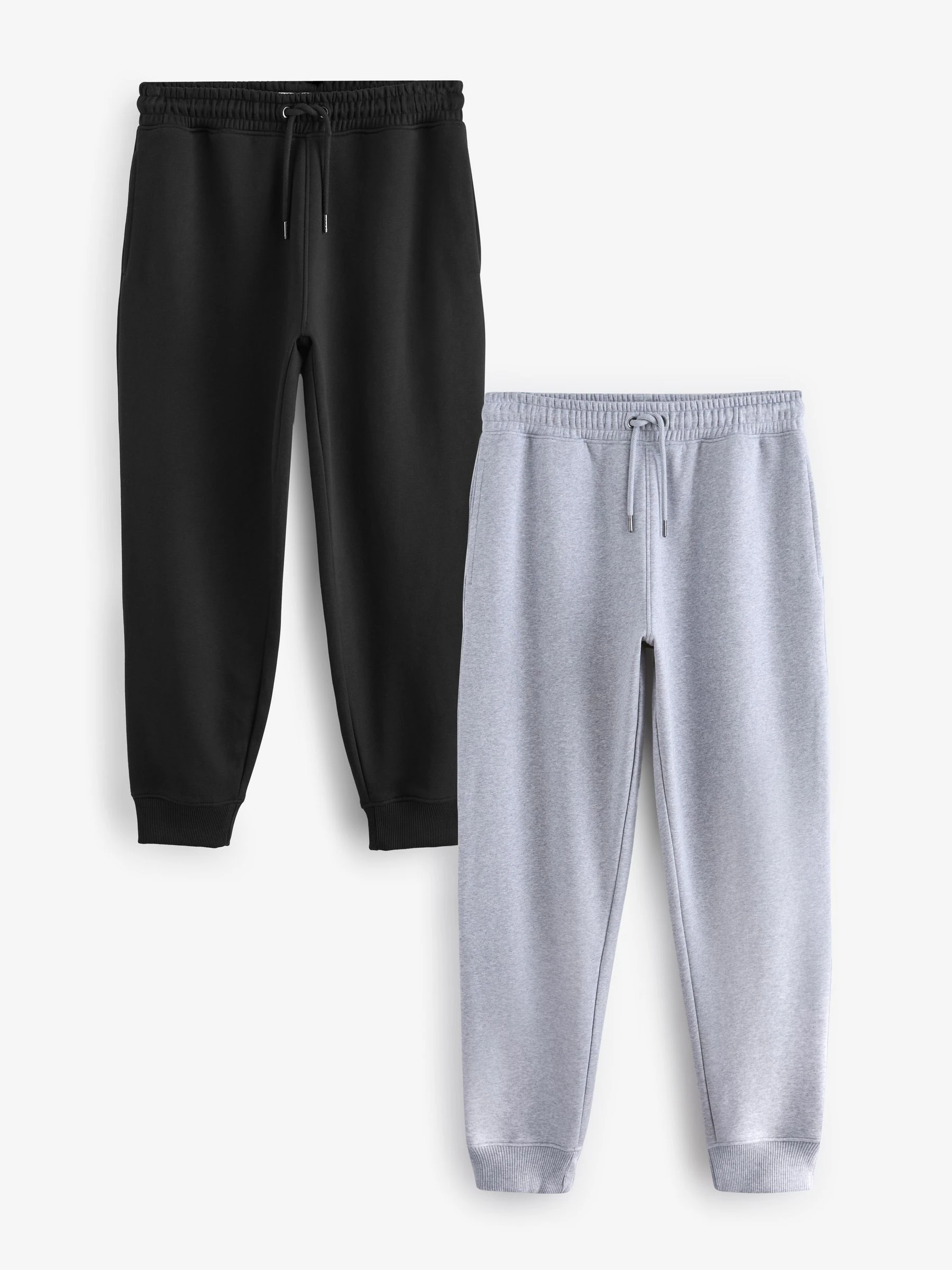 Zwart/grijs - Verpakking van 2 slim-fit jersey joggingbroeken met hoog katoengehalte