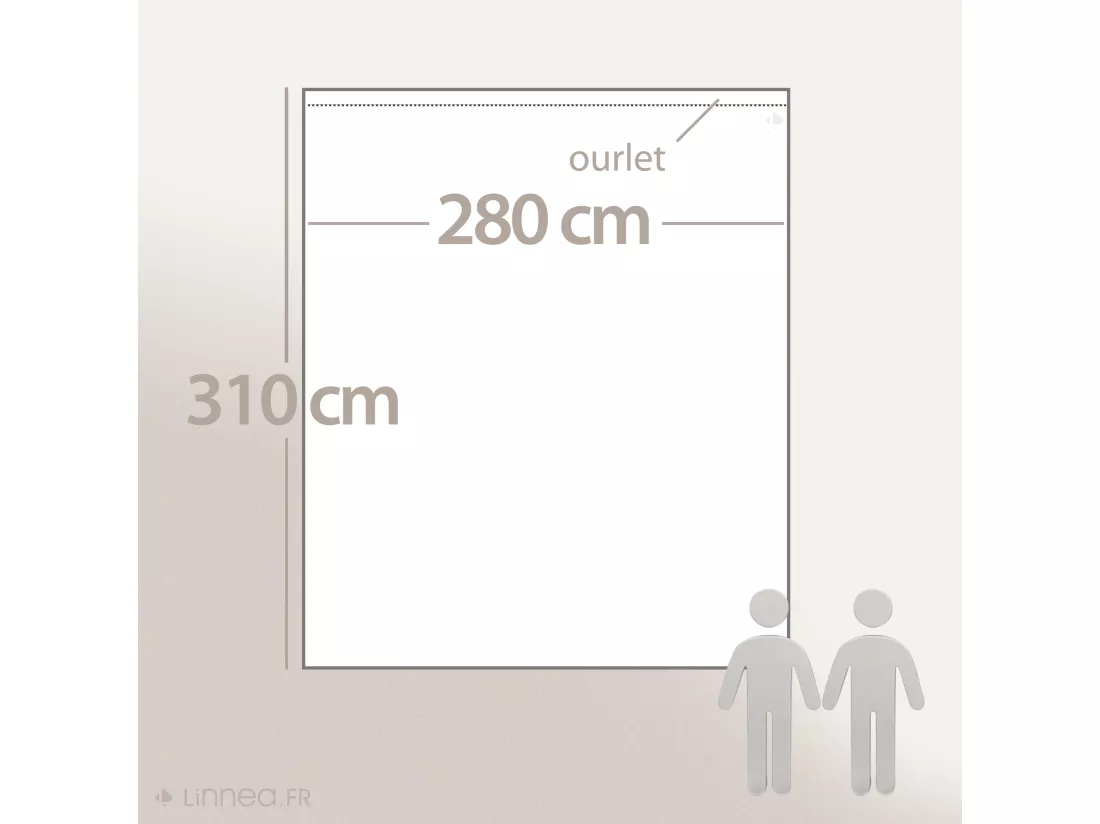 Drap plat 280x310 cm en coton longues fibres PÉNÉLOPE beige Silice