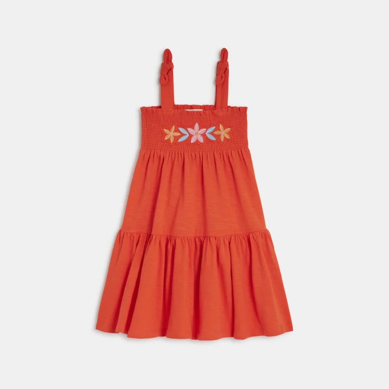 Robe bébé fille rouge avec broderies Catimini Orange