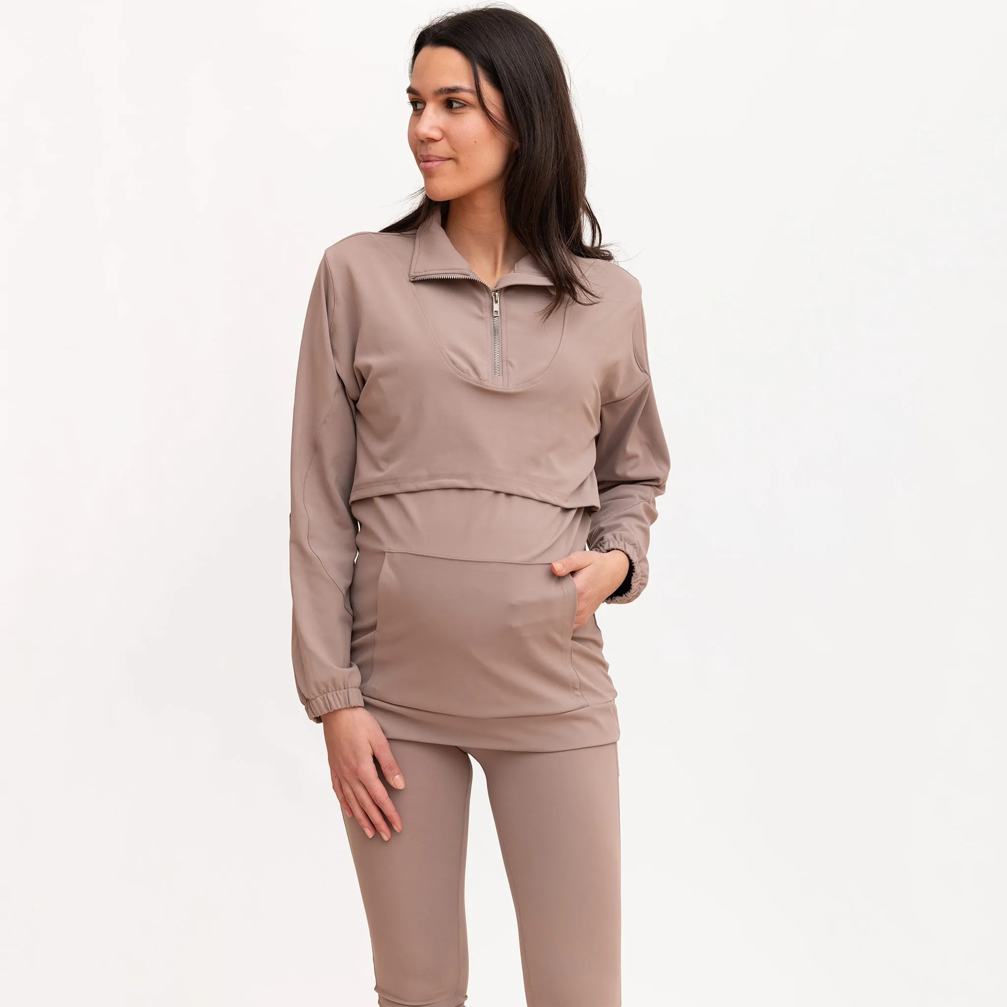 Bella Maternité Gilet Ouaté Athlétique Taupe