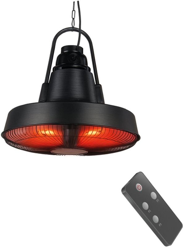 BRASQ - Retro - Elektrische Terrasverwarmer - Zwart - 2000 W - Hangend - 3 Warmtestanden - IP24 Spatwaterdicht