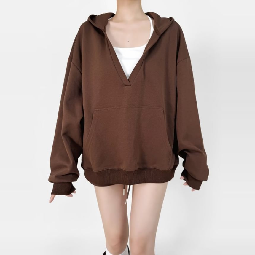 Yukis - V-hals effen hoodie