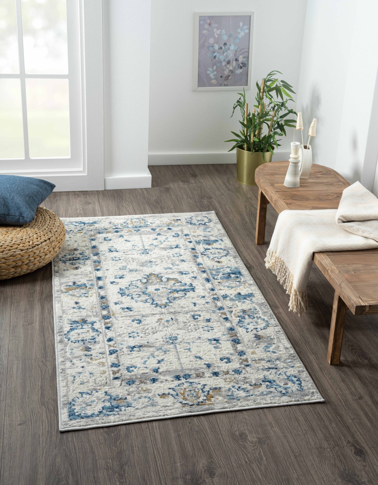 Teppich MY HERIZ 3 - beige-blau-grau - 80x150 cm