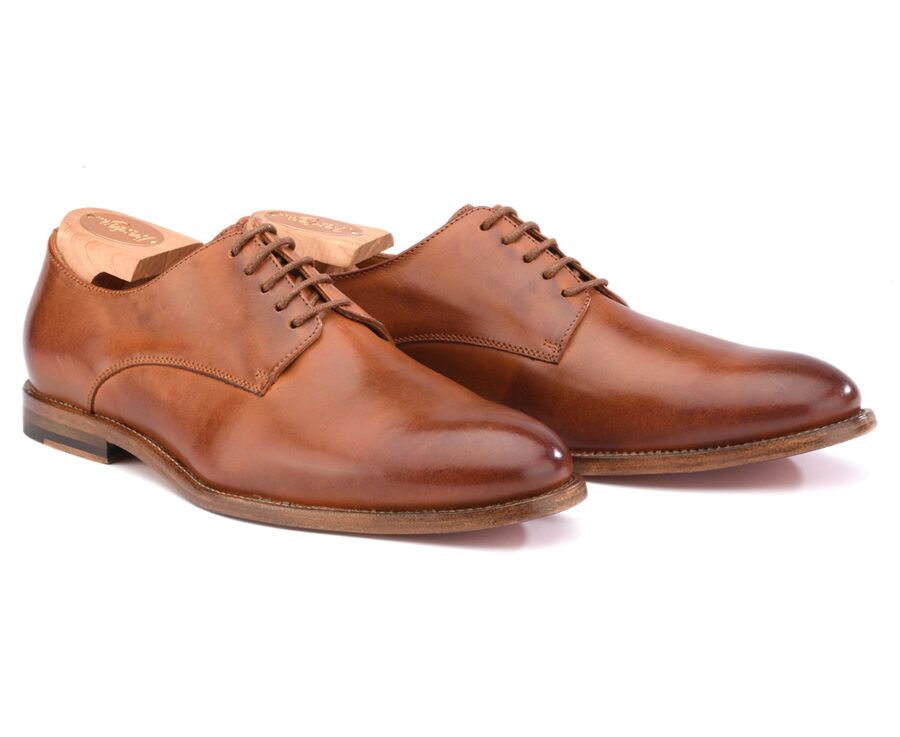 Derbies homme Châtaigne Patiné semelle cuir - HILPERTON
