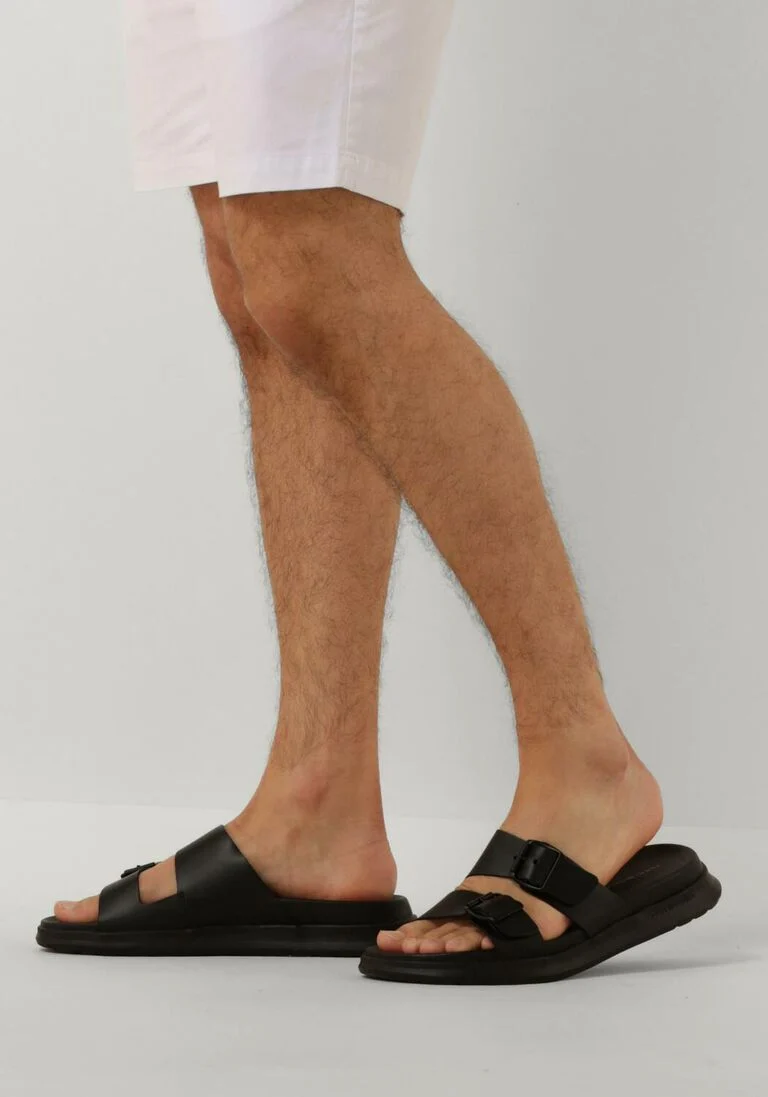 TOMMY HILFIGER zwarte tommy hilfiger slippers d density hilfiger buckle