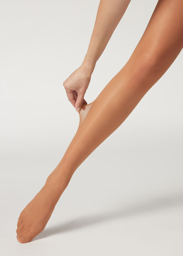 Meia-calça modeladora transparente 30 denier com cós de compressão
