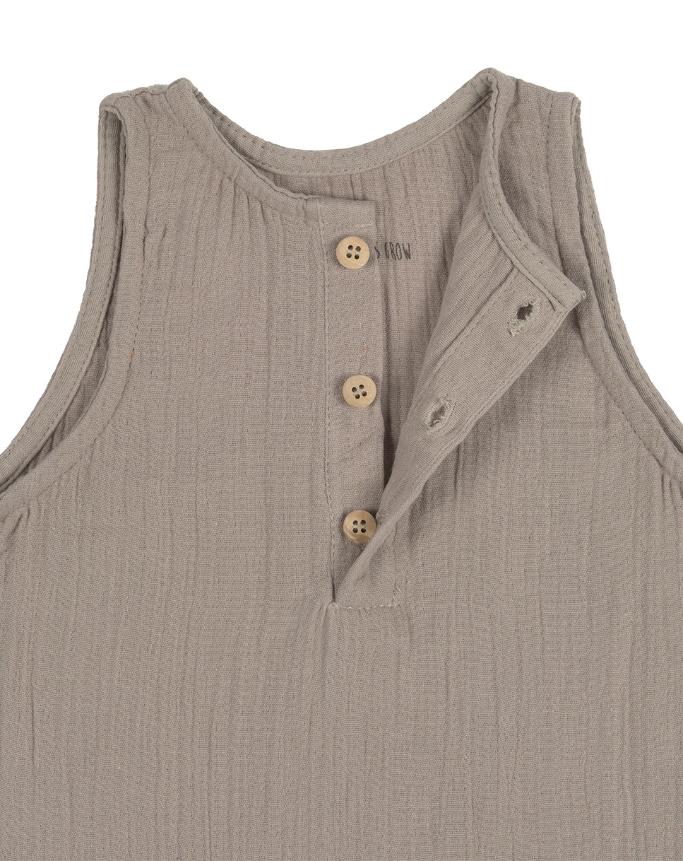 Strampler COZY MUSLIN ohne Fuß in taupe