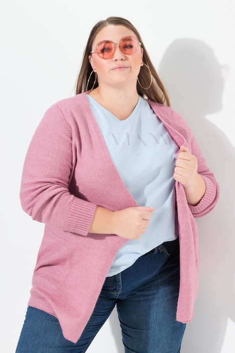 Strickjacke, A-Linie, offenes Modell, Taschen