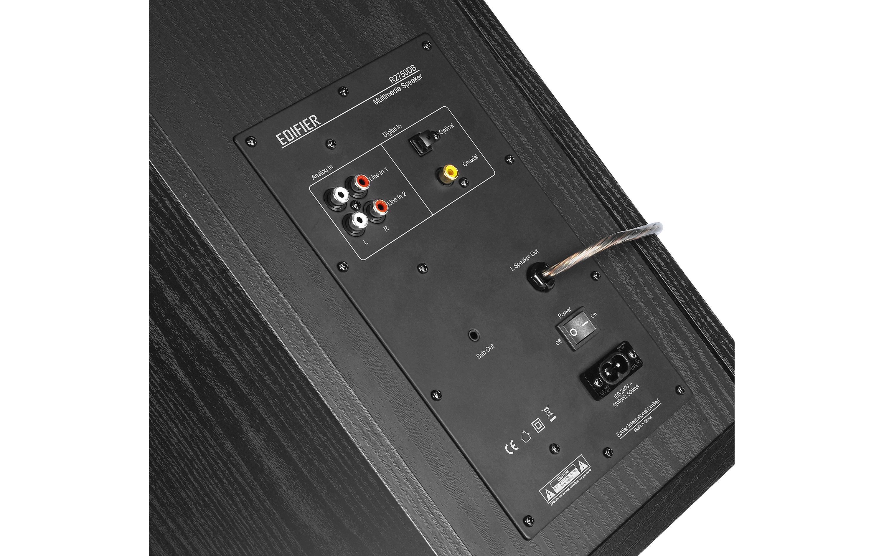 Regallautsprecher Paar R2750DB Schwarz<br>Aktive Regallautsprecher mit 136 Watt Leistung, Bluetooth, 2x Cinch, 1x Optisch, 1x Koaxial Eingängen