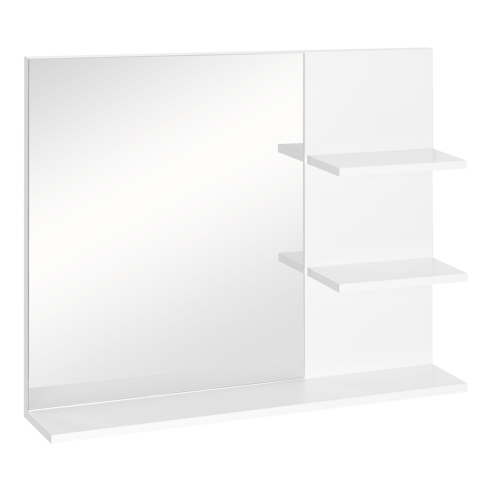 kleankin Badspiegel mit 3 Ablagen weiß 60 x 10 x 48 cm (BxTxH)