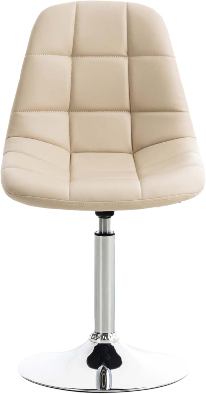 CLP 2er Set Stühle Emil Kunstleder I Mit Gestepptem Sitz I Drehstühle Mit Trompetenfüße In Chromoptik, Farbe:Creme