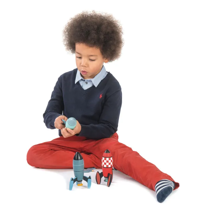 Tender Leaf Toys Jeu de Construction Fusées en bois - Set de 3