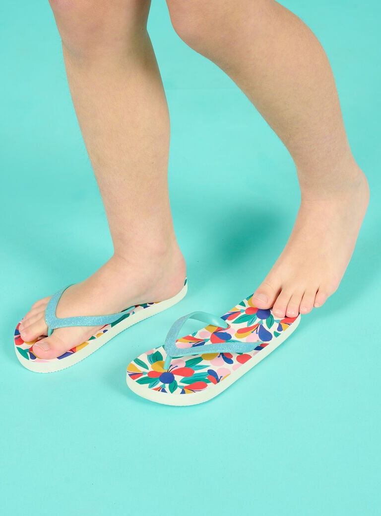 Tongs multicolores à imprimé fleuri enfant fille