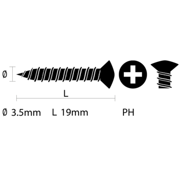 Plaatschroef zelftappend lenskop RVS 3,5x19 mm 15 stuks