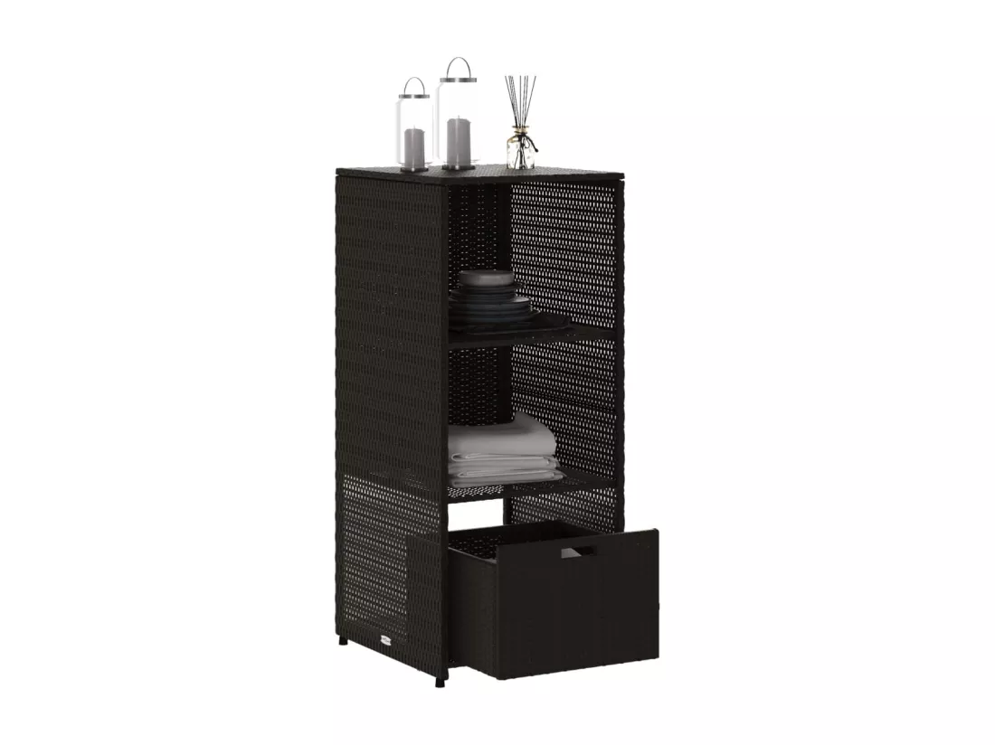 Armoire de rangement de jardin noir 50x55x115 cm résine tressée