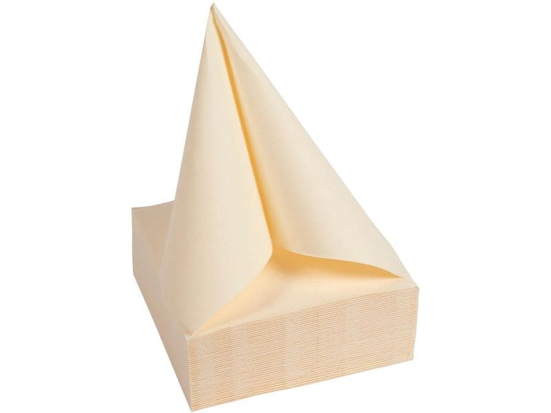 PRO nappe Papierservietten 20 cm x 20 cm, 50 Stück, Elfenbe Packung mit 50 Cocktail-Servietten