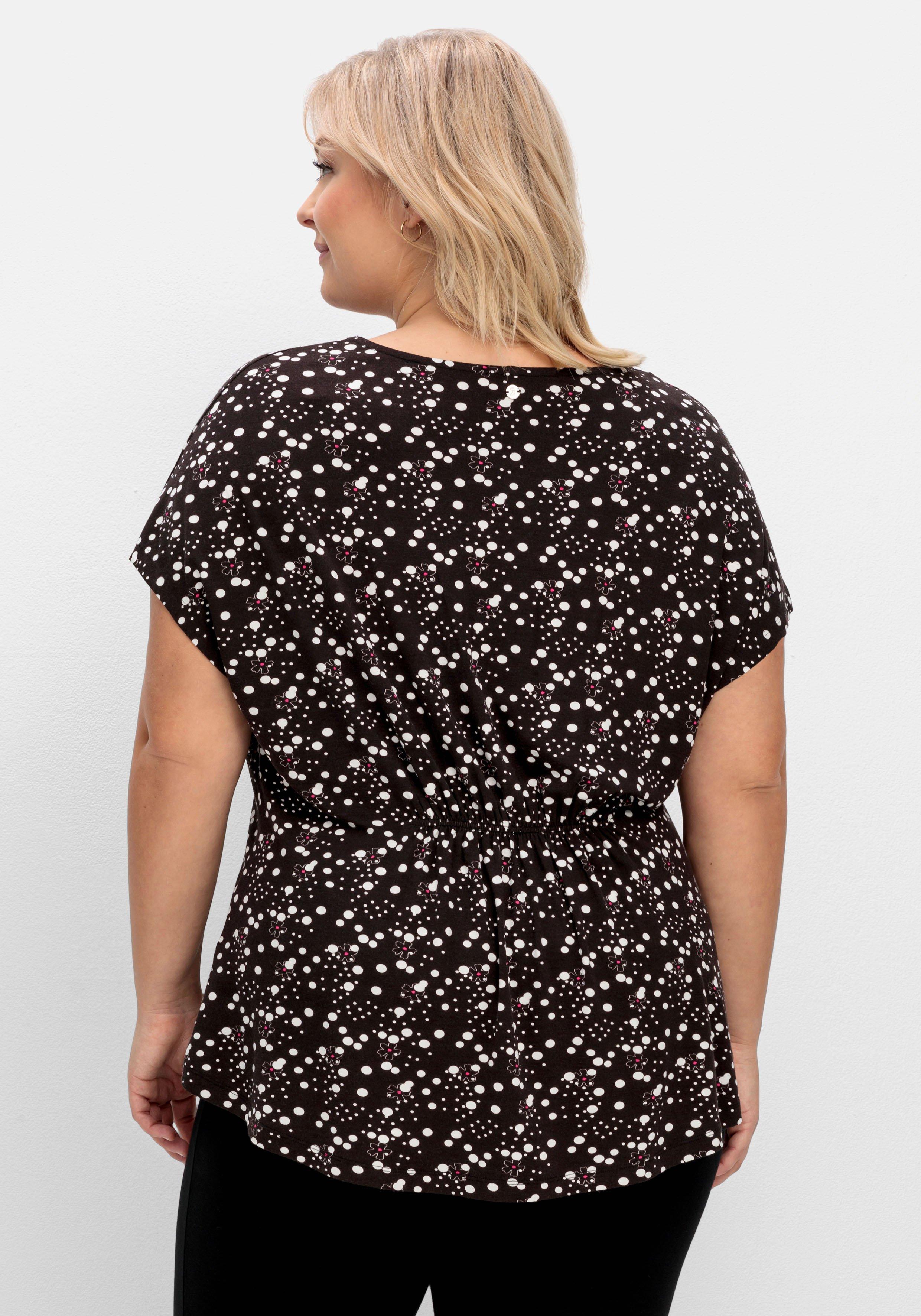 Jerseyshirt mit Alloverprint und V-Ausschnitt