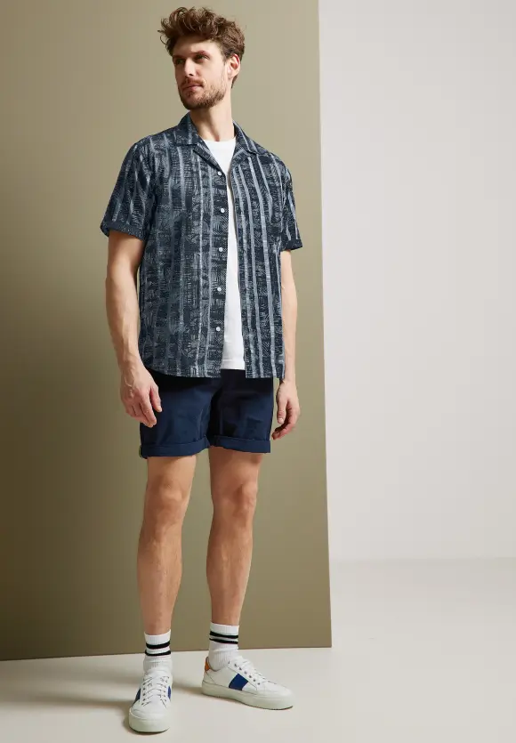 Bedrucktes Resort Hemd - deep sea blue