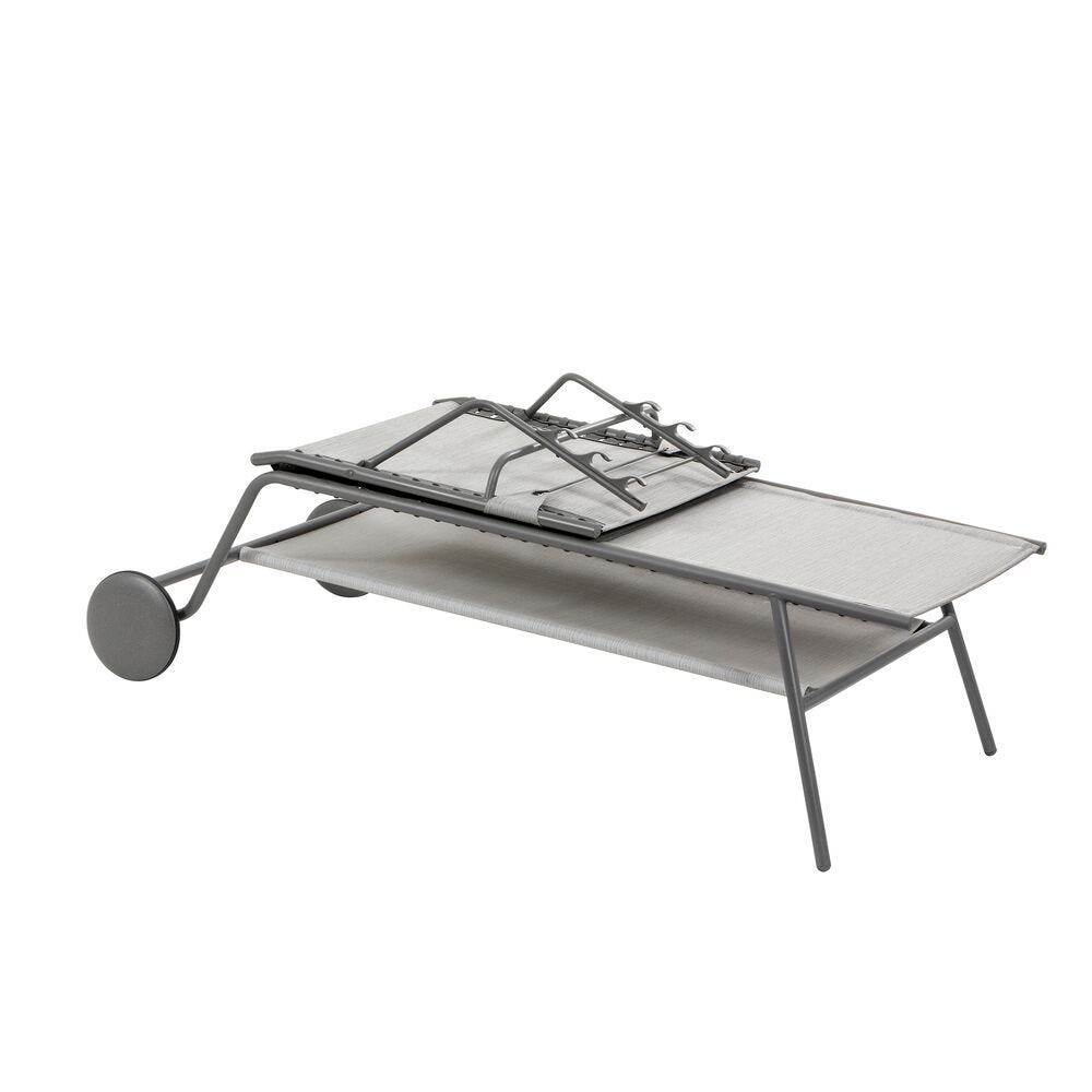 Hohe Sonnenliege Miami II Batyline® Duo Grau Galet