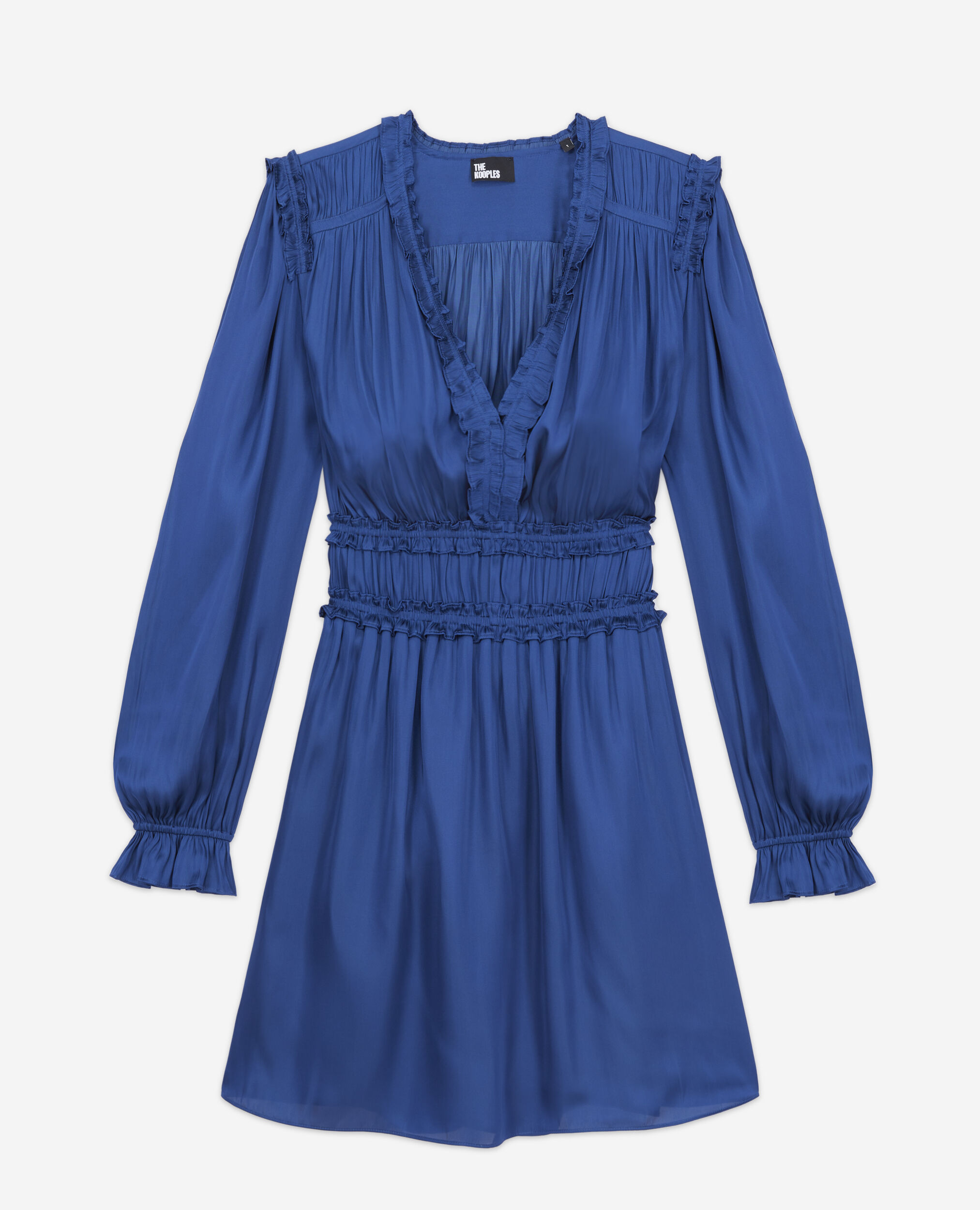Robe courte bleue avec fronces
