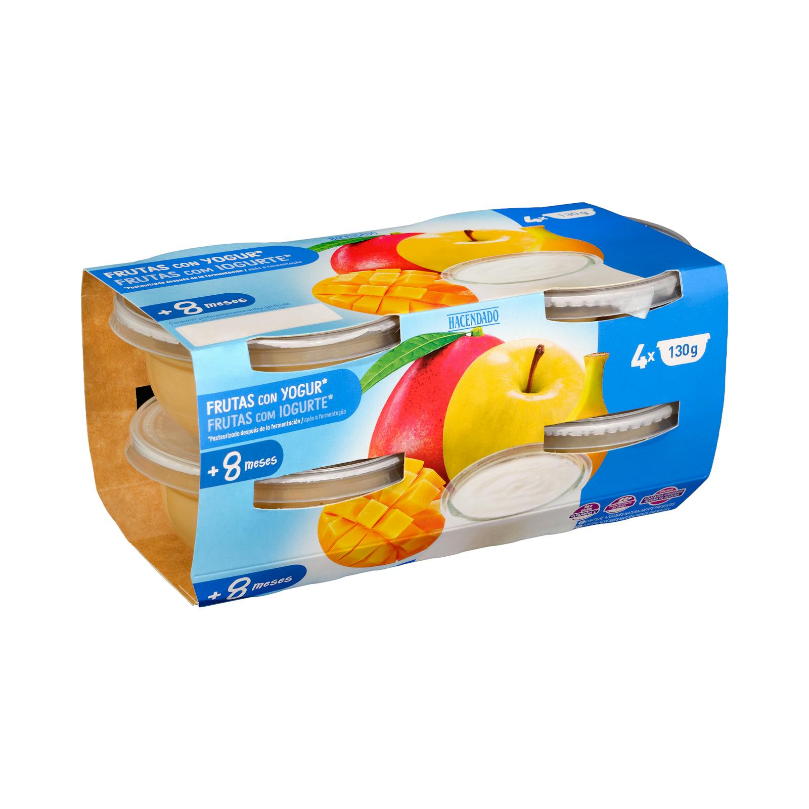 Bouillie aux trois fruits avec yaourt Hacendado pour les +8 mois
