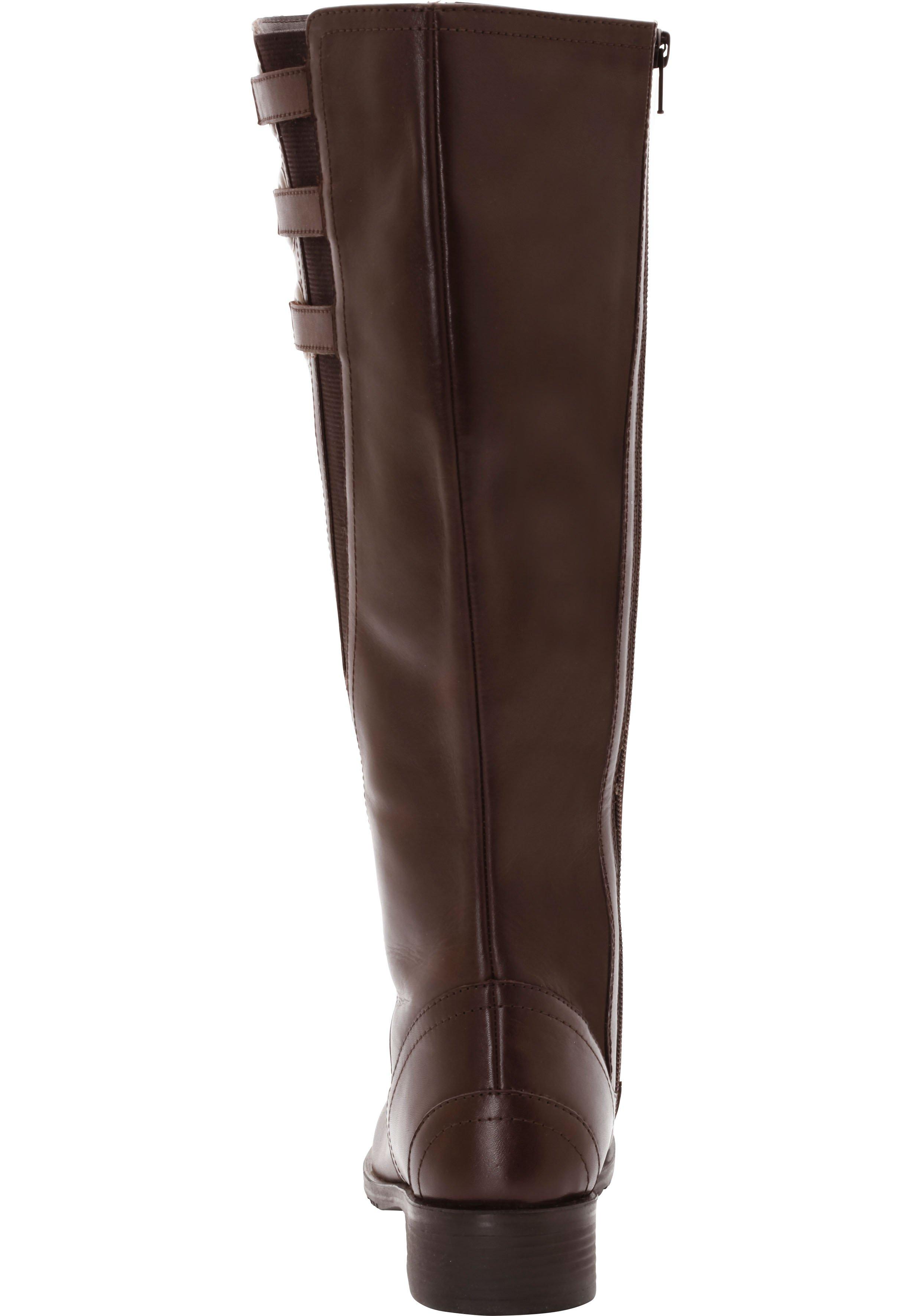 Weitschaftstiefel aus Leder mit drei Zierschnallen