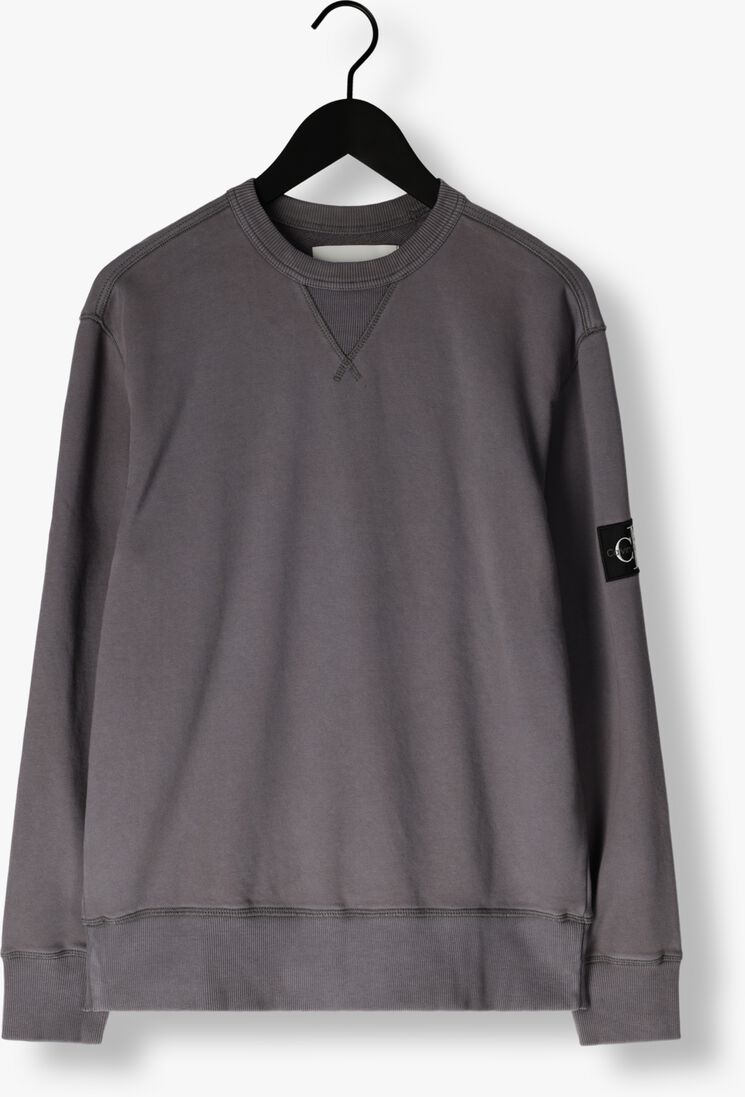 CALVIN KLEIN donkergrijze calvin klein sweater washed badge crew neck