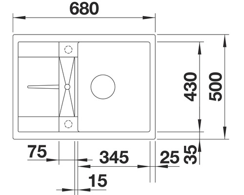 Blanco METRA 45 S spoelbak 680 x 500 mm tartufo 519580