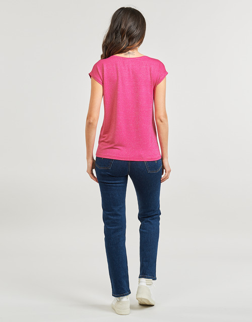 Pieces - PCBILLO TEE LUREX STRIPES - Rose