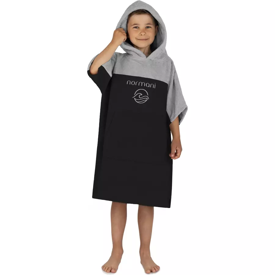 normani Kinder Badeponcho 6-9 Jahre Puwai Schwarz
