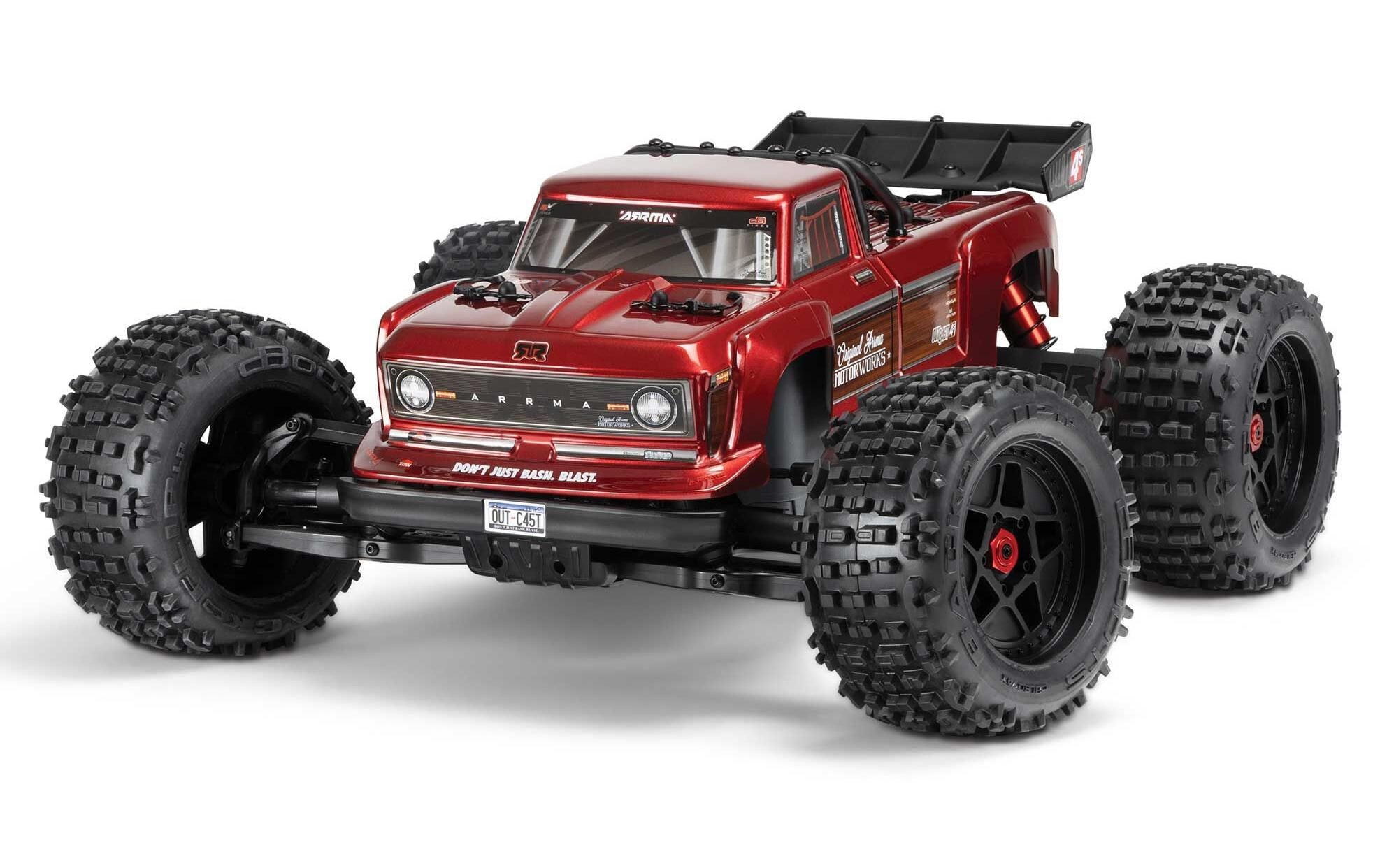 Monster Truck Outcast 4x4 4S V2 BLX Rot, ARTR, 1:10<br>Robuster Stunt Truck mit 4S Brushless Antrieb