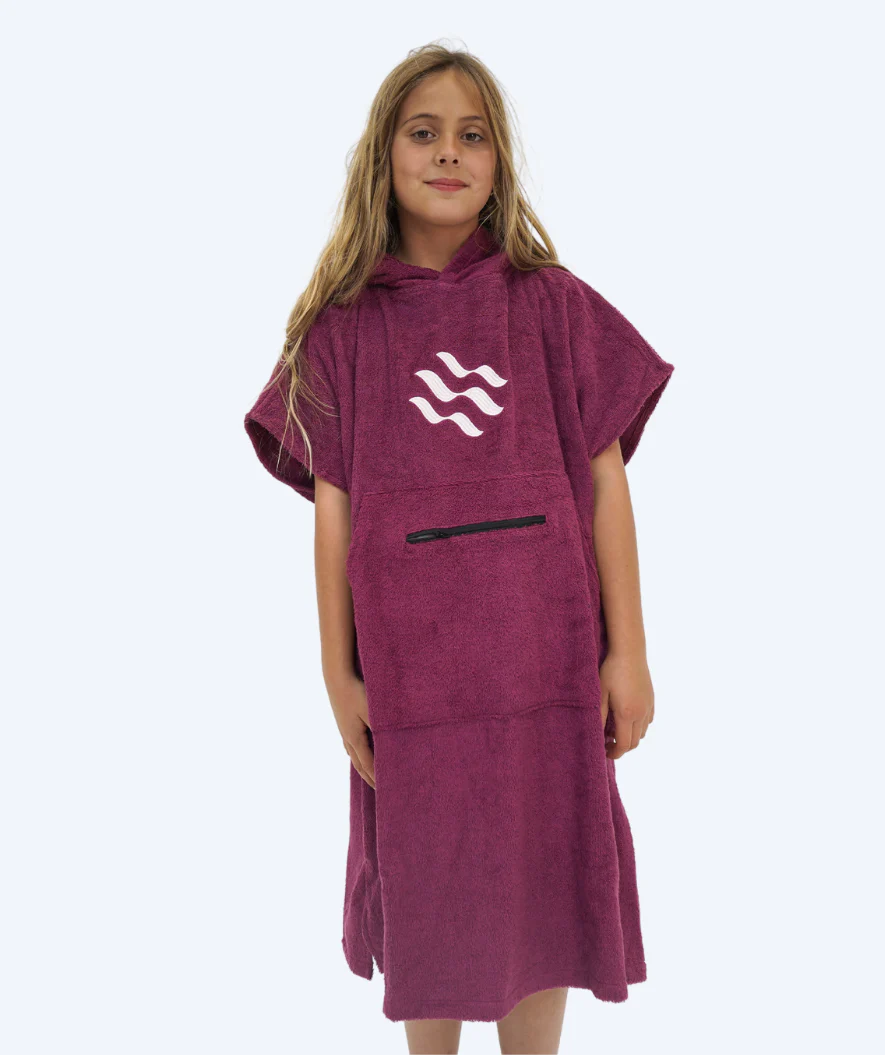 Watery badeponcho til junior - Bomuld - Lilla