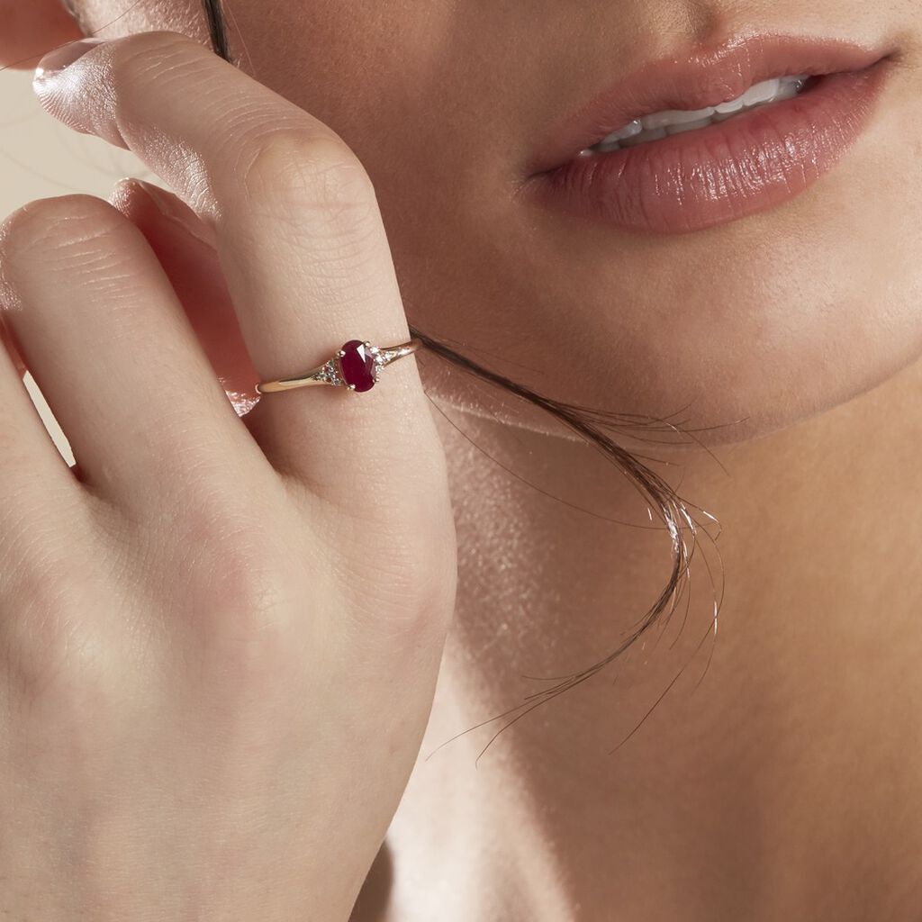 Bague Or Jaune Marie Rubis Diamants