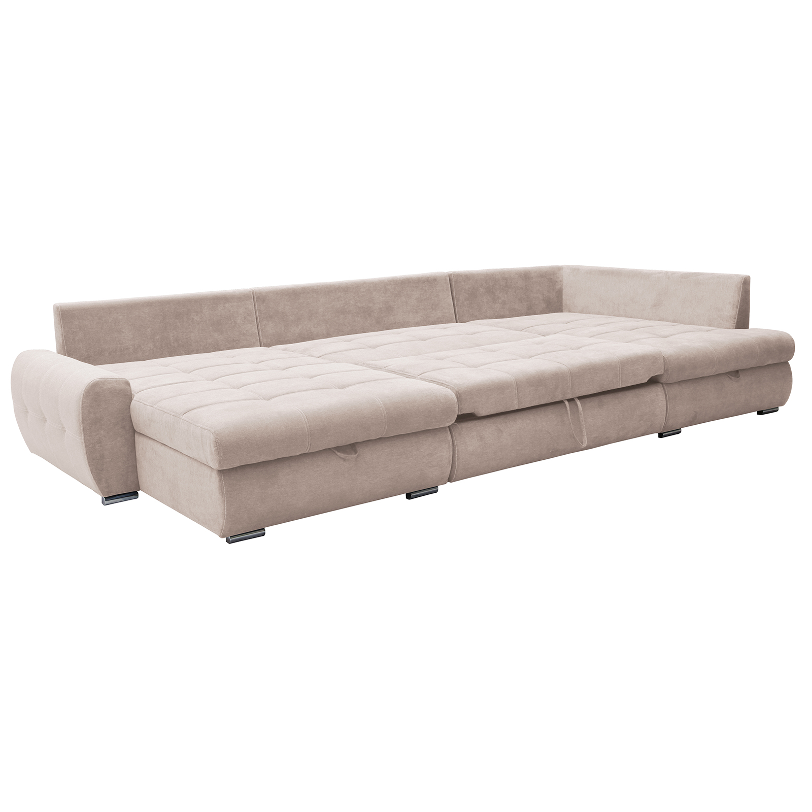 Wohnlandschaft - beige - 2 Staukästen - Ottomane links