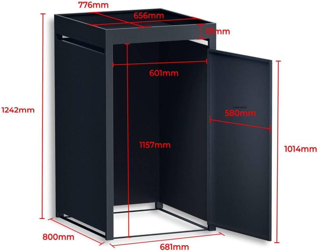 Metzler Mülltonnenbox in Anthrazit mit Pflanzdach 2er 240L, Mülltonnenverkleidung 2 Tonnen, witterungsbeständiger und pulverbeschichteter Stahl mit Automatikdeckel, abschließbar, Garten- und Müllbox